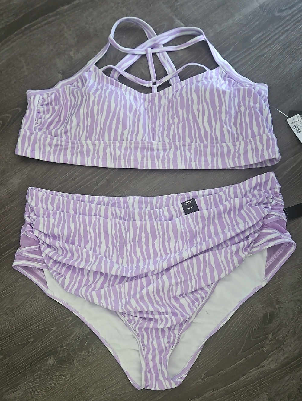 torrid Lavender White Zebra-Print High-Waist Bikini Set Sexy Cheeky Bottoms